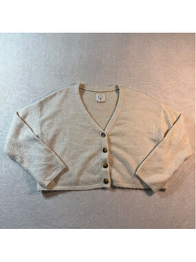 Billabong Womens Warm Winds Cardigan Sweater Beige Button Front Knit Size Medium